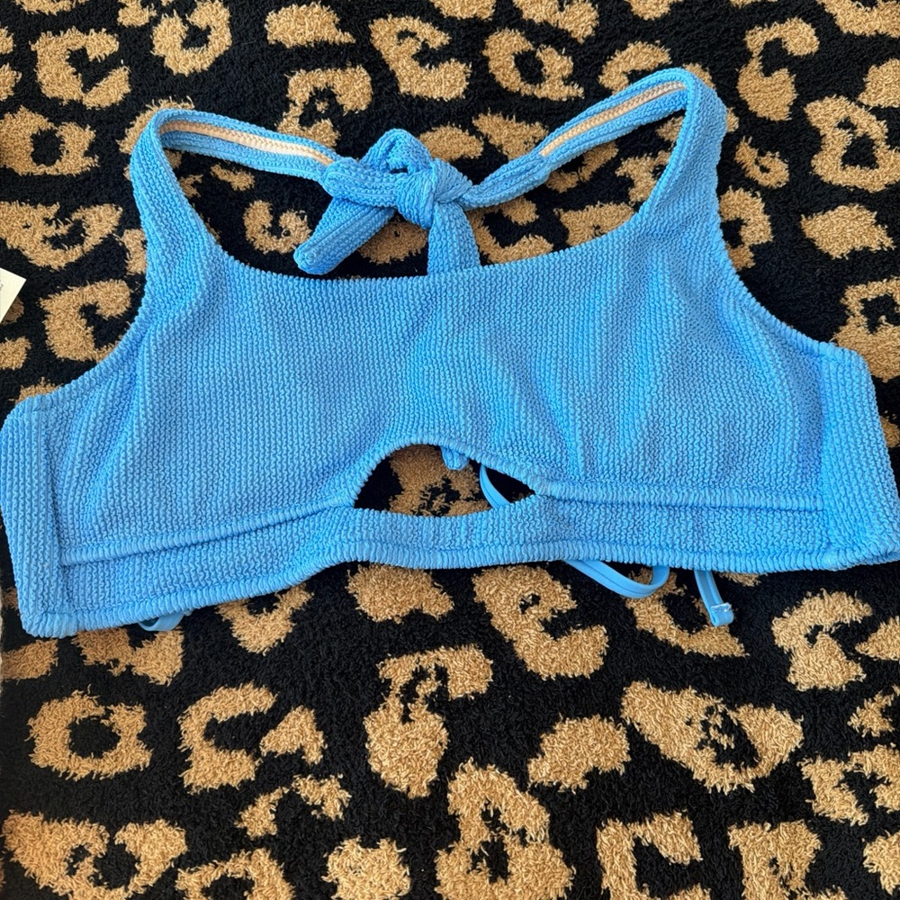 Textured Bright Blue Bikini Top open back
